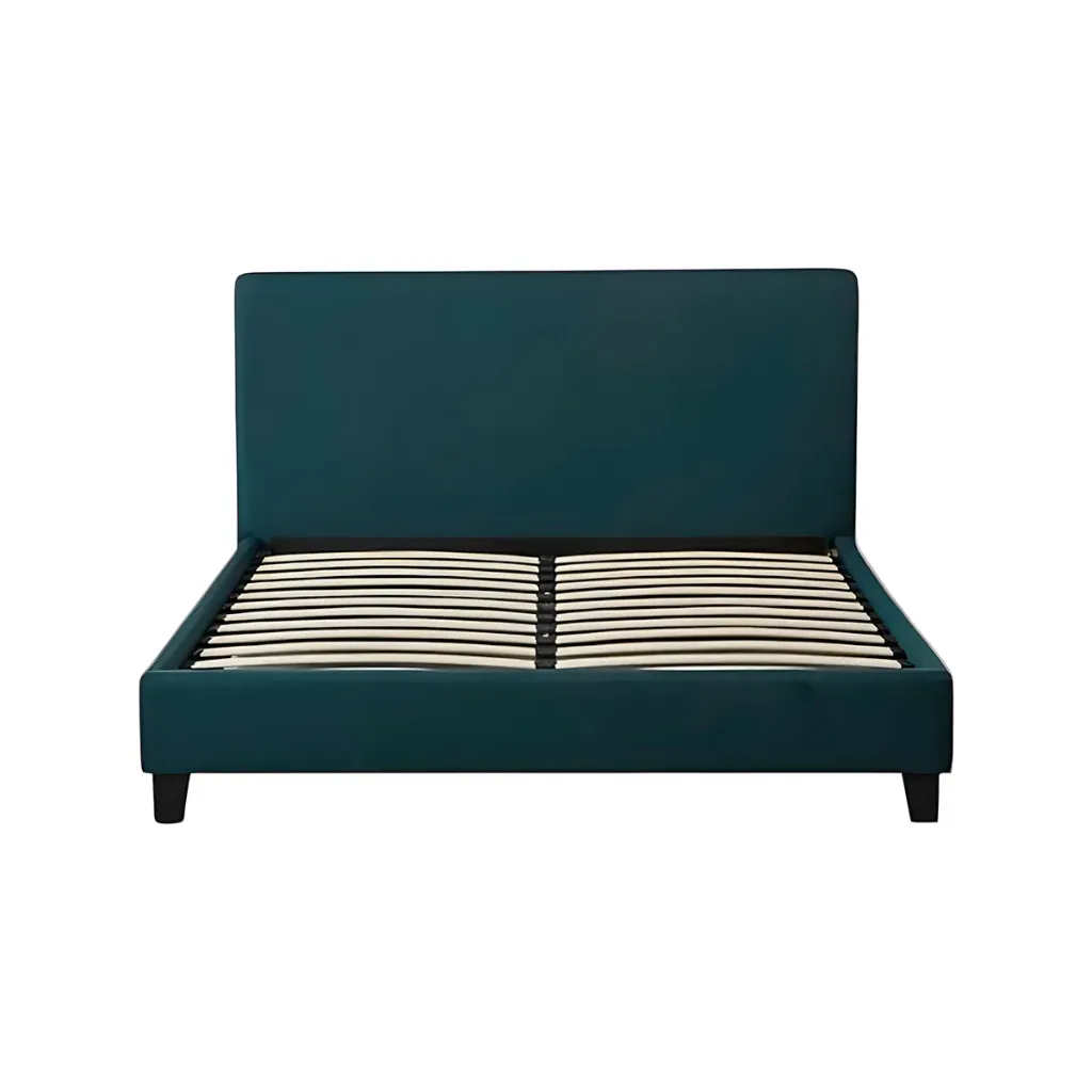 Base Con Cabecera Cama-P1004 de Madera Queen Lino Color Verde