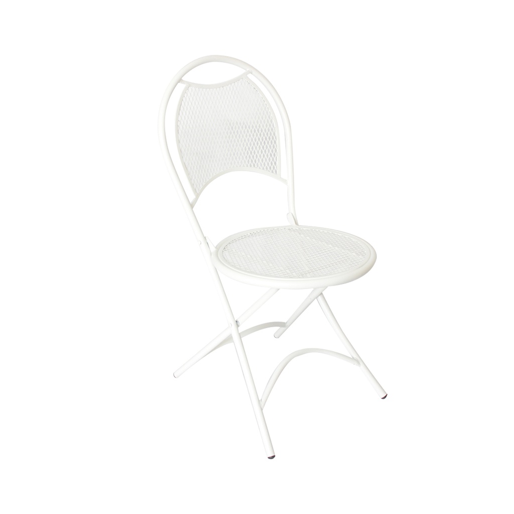 [SPM-redond] Silla metálica para exteriores jardín tipo jaula color blanco