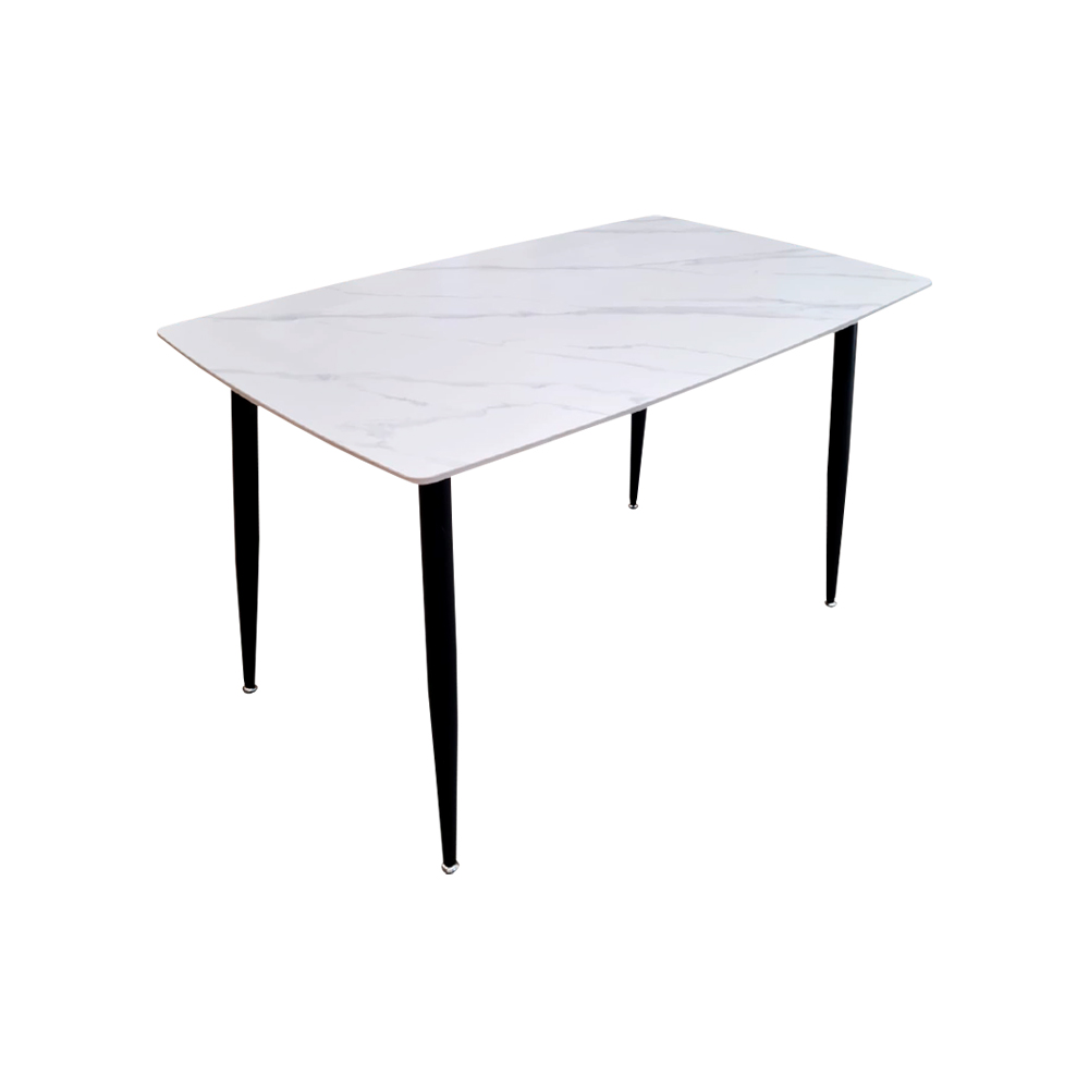 Mesa de Comedor de Marmol Blanco con Negro