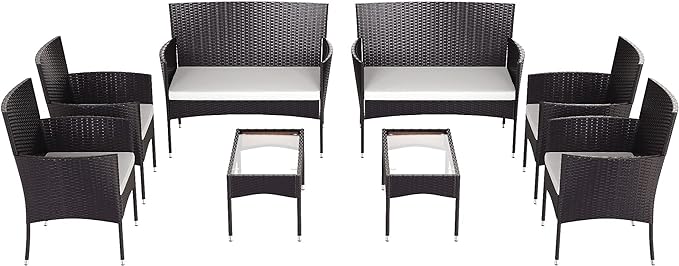 2 Salas de Jardin 4P Negro con Blanco
