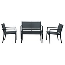 Sala de Jardín de 4 Pzs de tela con marco de acero Negro