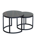 Juego de Mesa de Centro de Piedra Sinterizado Negro