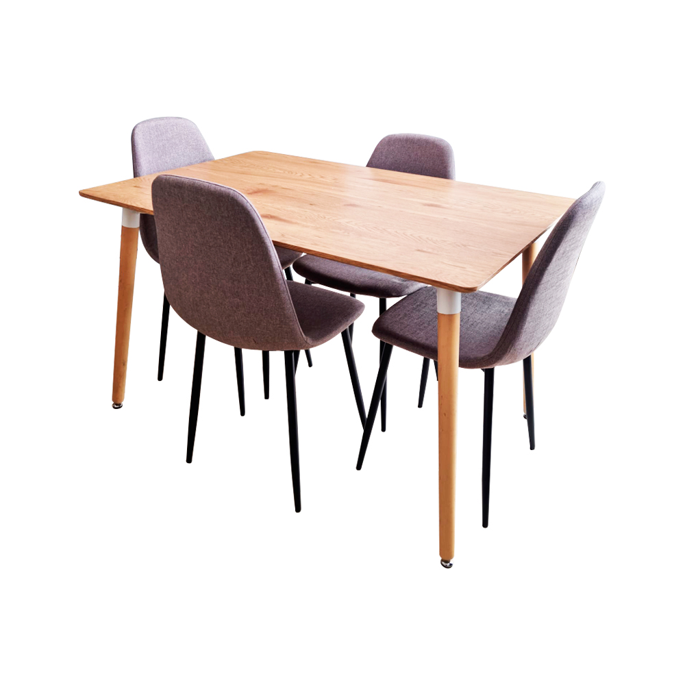 Mesa Comedor Oslo Madera con 4 Sillas Cafe
