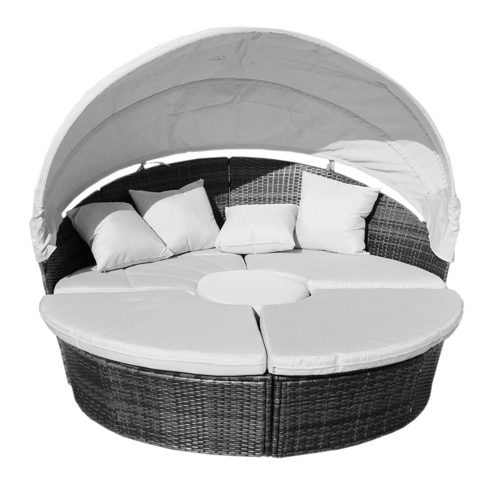 Camastro Redondo para Exteriores con toldo retráctil