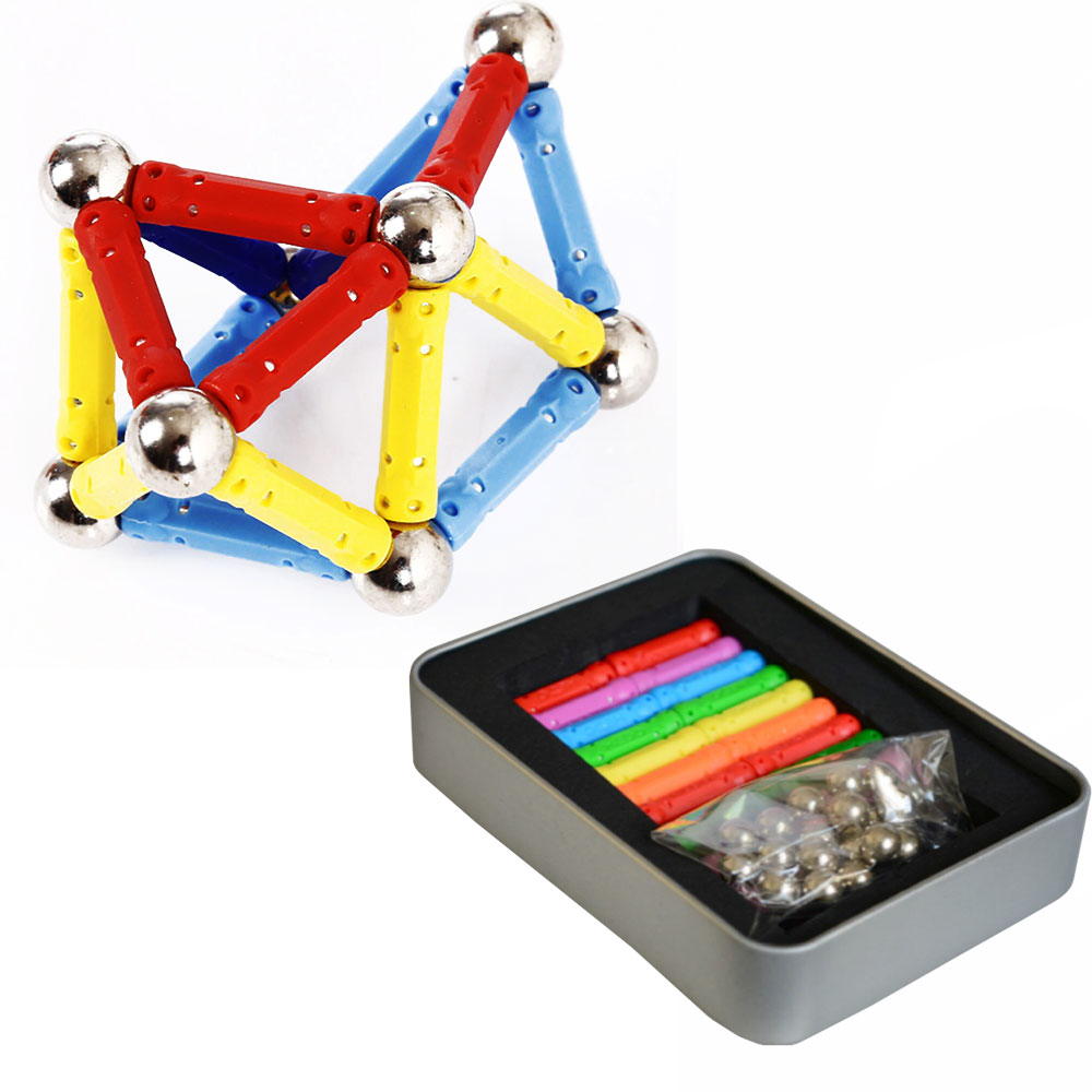 Set 36 barras y 27 bolas magnéticas multicolor