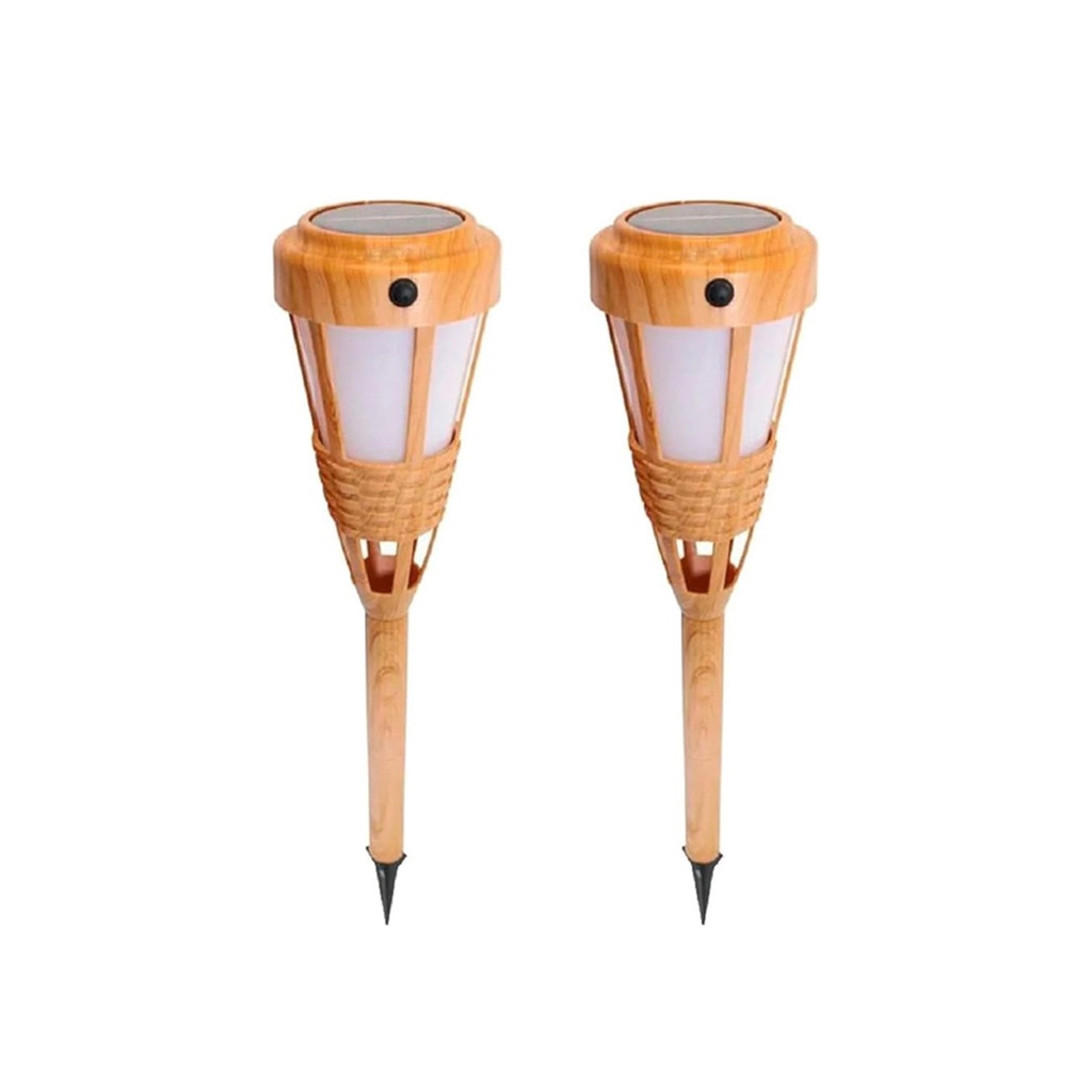 2 Lámparas solares 40 leds tipo antorcha tiki