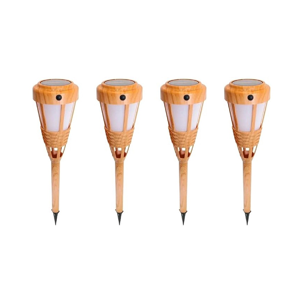 4 Lámparas solares 40 leds tipo antorcha tiki