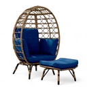 Silla Exterior de Mimbre Individual Ilios Innova Azul Marino