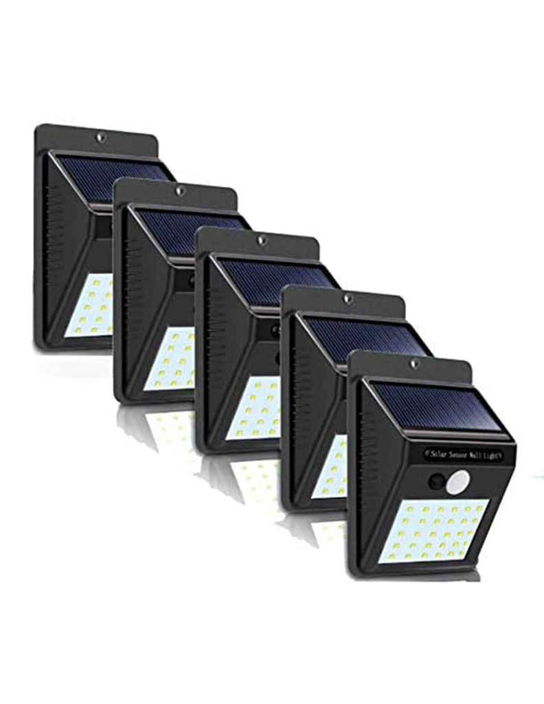 5 Lámparas solares con 30 leds (100)