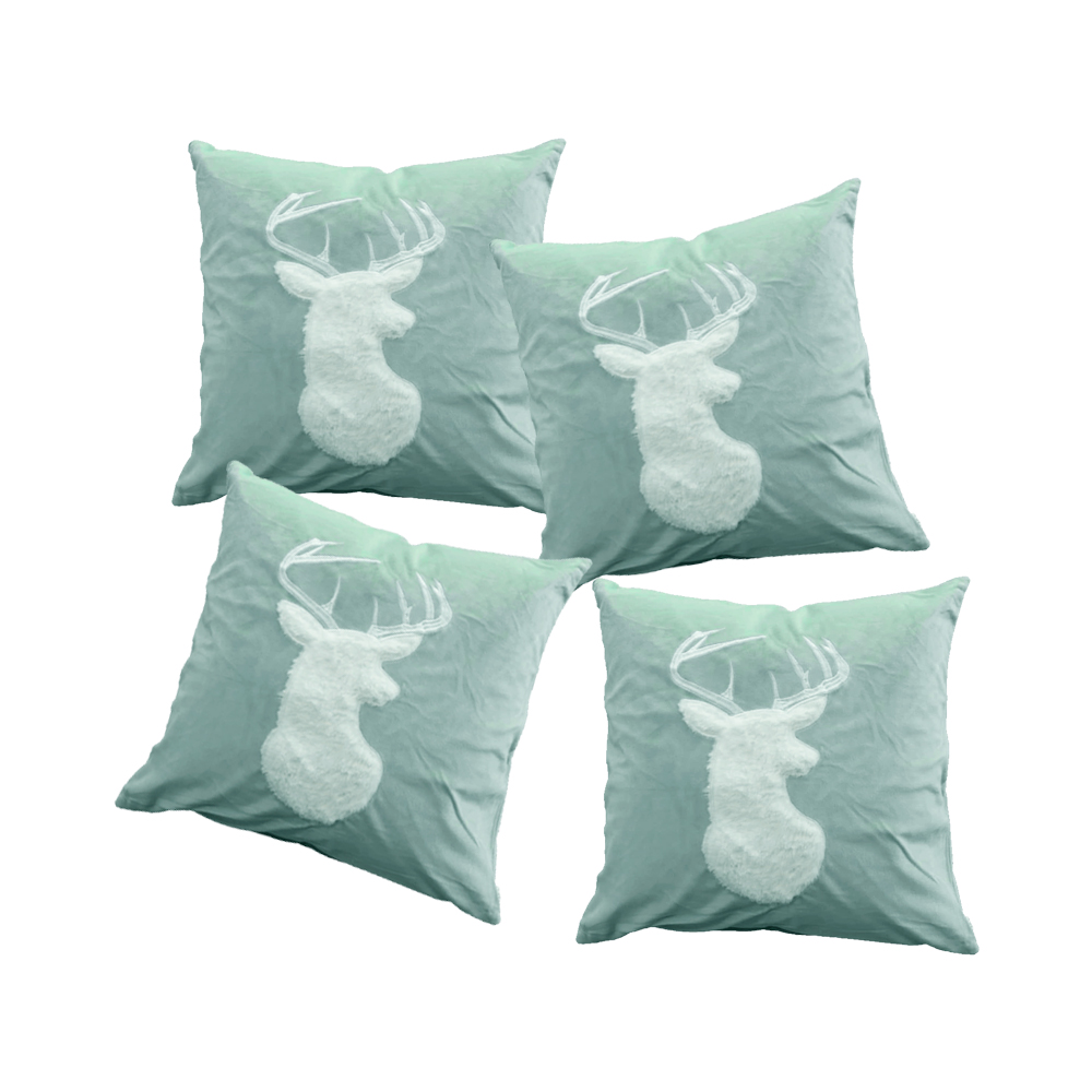 Paquete de 4 Fundas para cojín Decorativas 43x42cm ilios innova Alce Azul