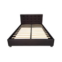 Base Con Cabecera Cama-PD054 de Madera Matrimonial Lino Color Negro