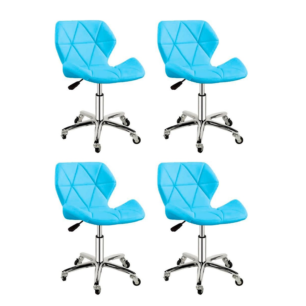 4 Sillas para oficina con respaldo geométrico Azul
