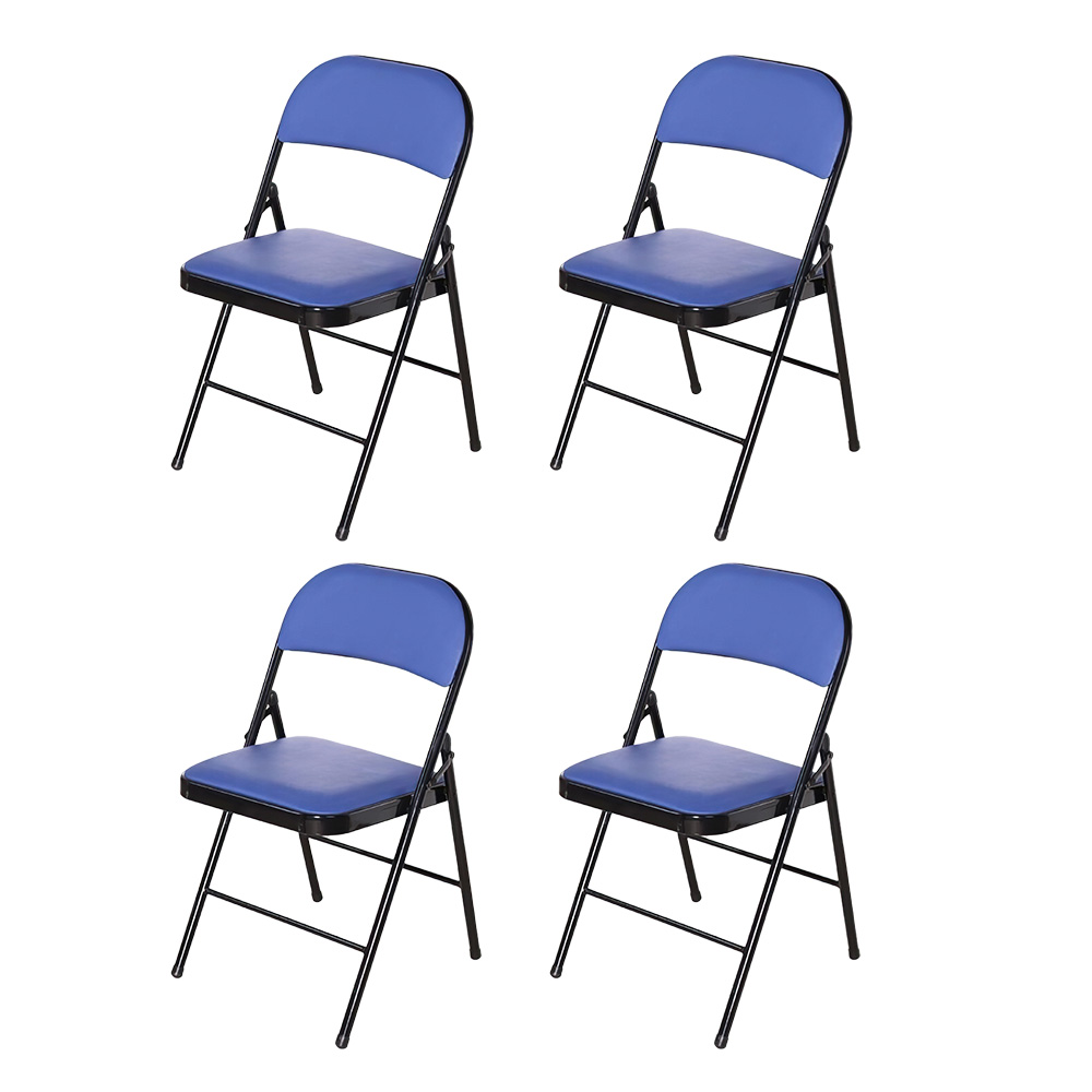 4 Sillas Plegables Azul Con Negro