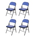 4 Sillas Plegables Azul Con Negro