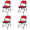 4 Sillas Plegables Rojo con Negro