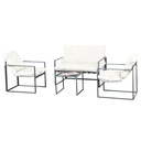 Sala de Jardín de 4 Piezas Blanca Con Marco de Acero