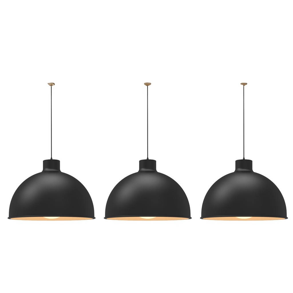[3117B-Ngr] Paquete de 3 lámparas de techo colgantes color negro