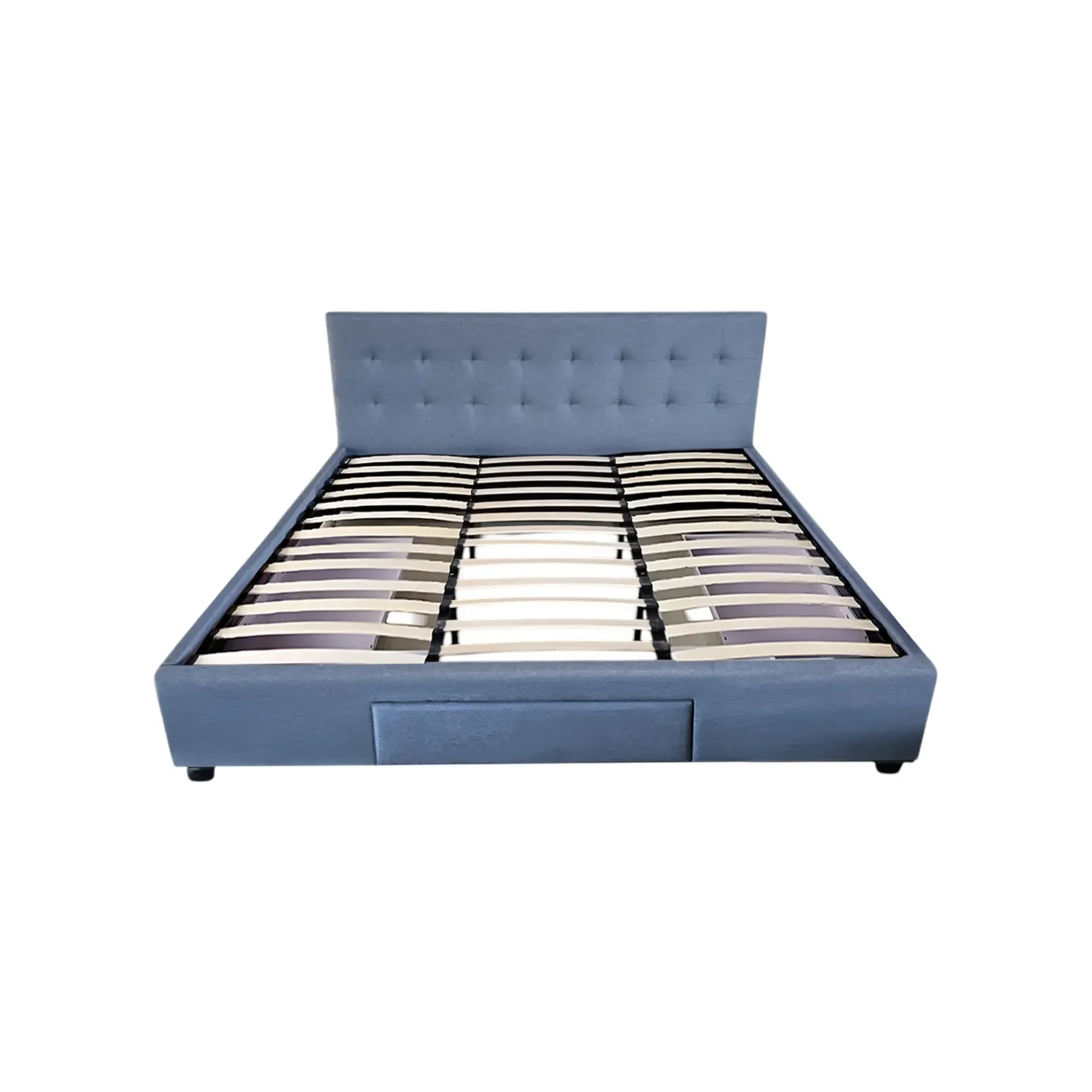 [Cama-P1940/K] Base Con Cabecera Cama-P1940 de Madera King Lino Color Gris con Cajones