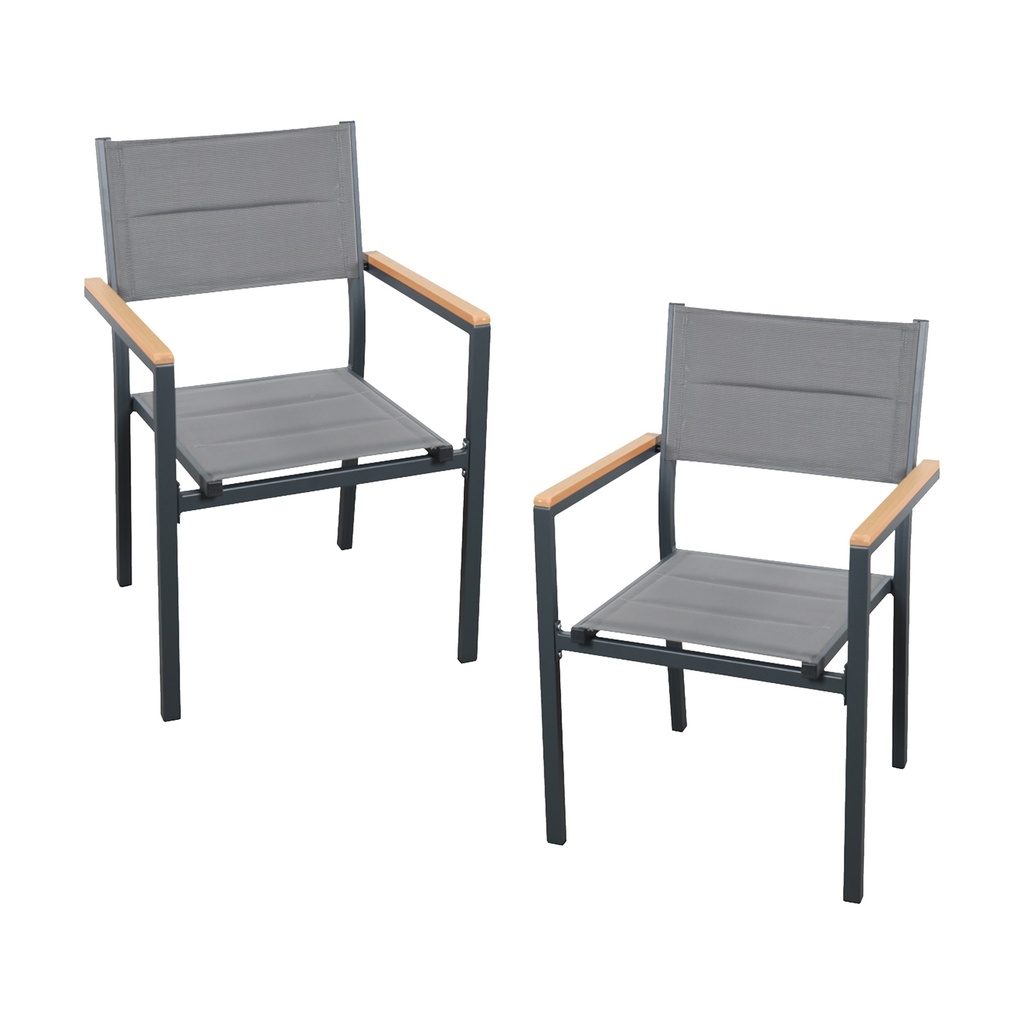 [2SCE-Gris] 2 Sillas para comedor de exterior