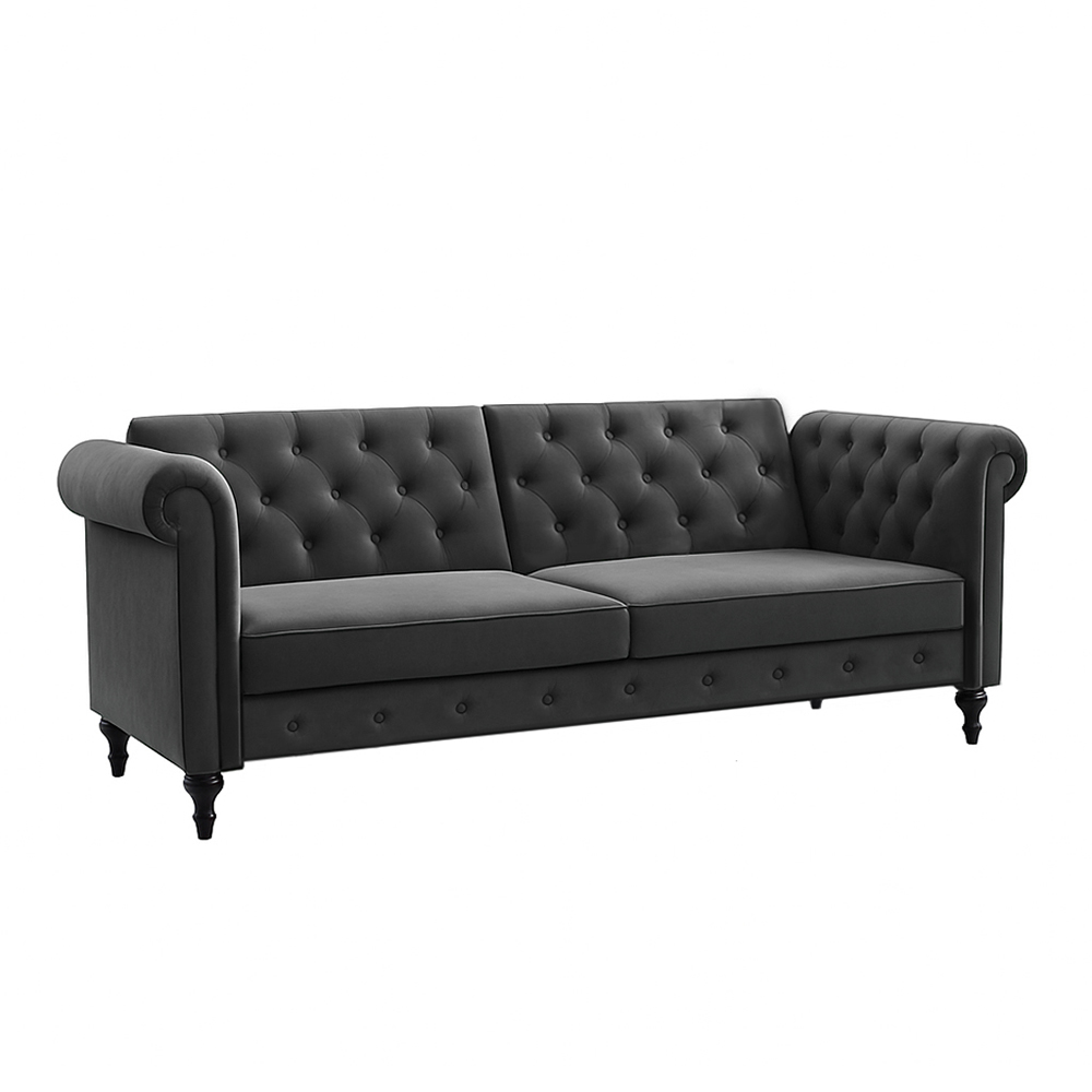[SC1007-Gri] Sofa Cama 2 Plazas con antebrazos Gris velvet