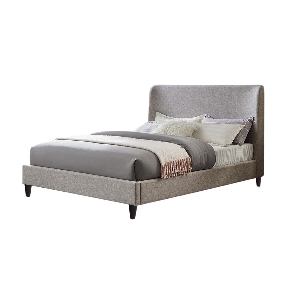 [Cama-9569/Gri/M] Base Con Cabecera Cama-9569 color gris de Madera Matrimonial
