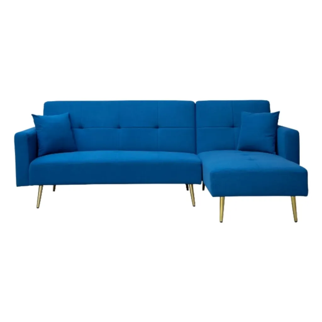 [SC1044-Azul] Sofa Cama 4 Plazas en L con antebrazos Azul
