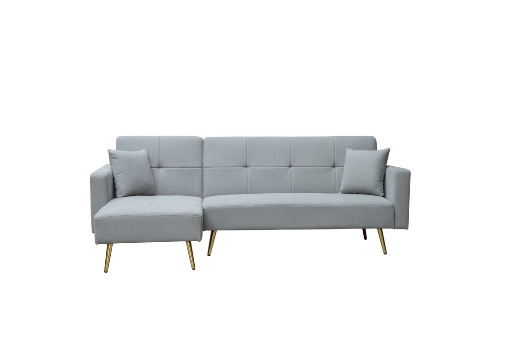[SC1044-Gris] Sofa Cama 4 Plazas en L con antebrazos Gris