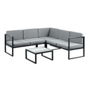 Juego de sala esquinera para jardín de metal color gris