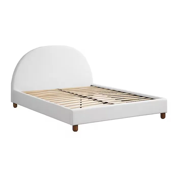 [Cama-9572/Bla/M] Base Con Cabecera Cama-9572 de Madera Matrimonial Color Blanco
