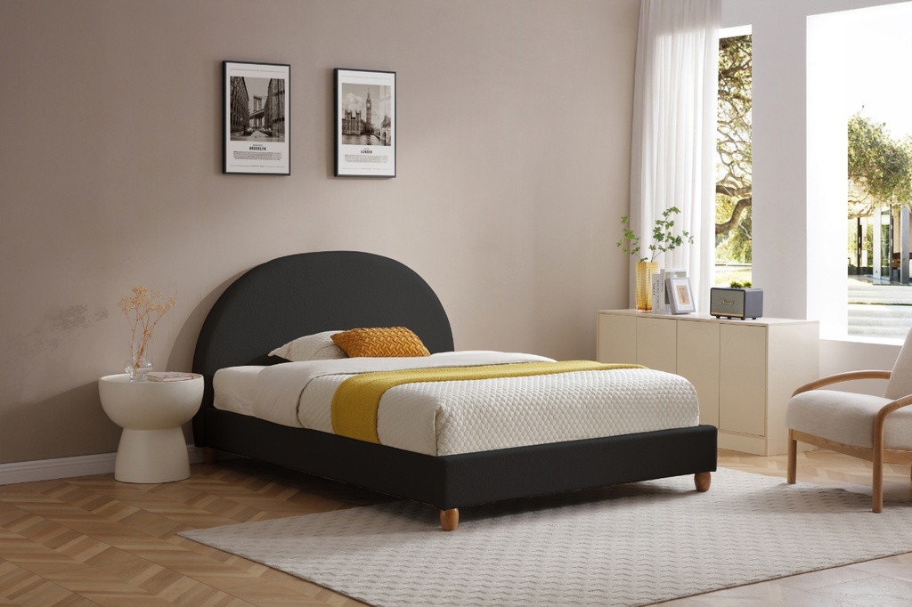 Base Con Cabecera Cama-9572 de Madera Matrimonial Color Negro