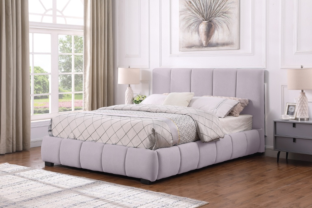 Base Con Cabecera Cama-9524 de Madera Matrimonial Color Gris