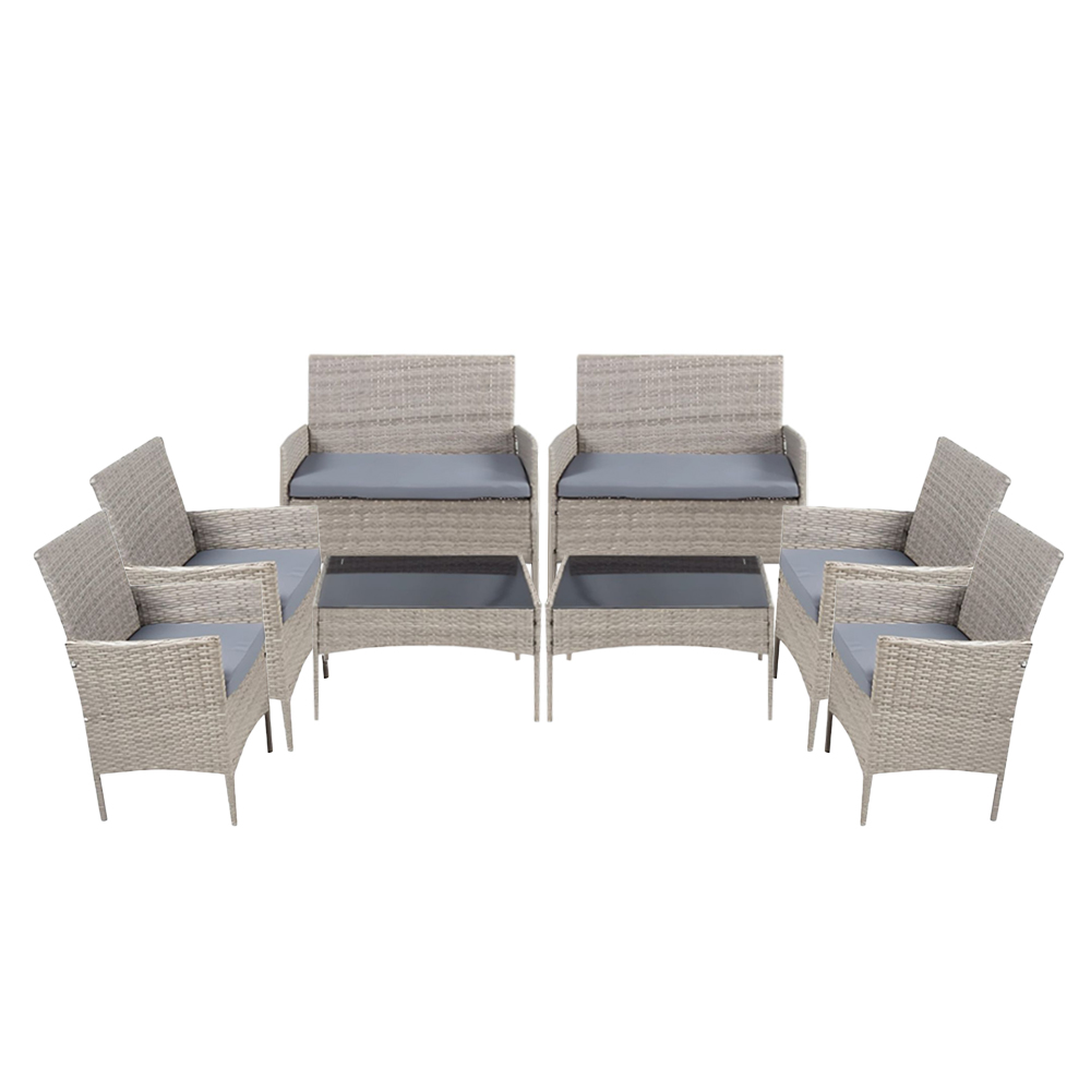 2 Salas de jardin 4P Gris con Gris