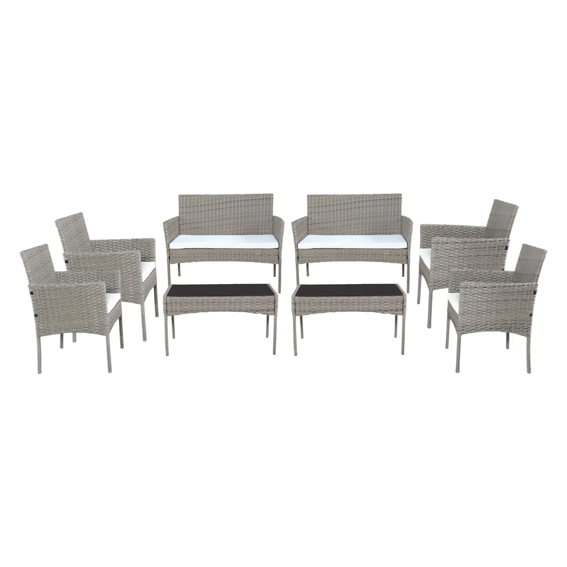 [2Sala-4P/GriGri] 2 Salas de jardin 4P Gris con Gris