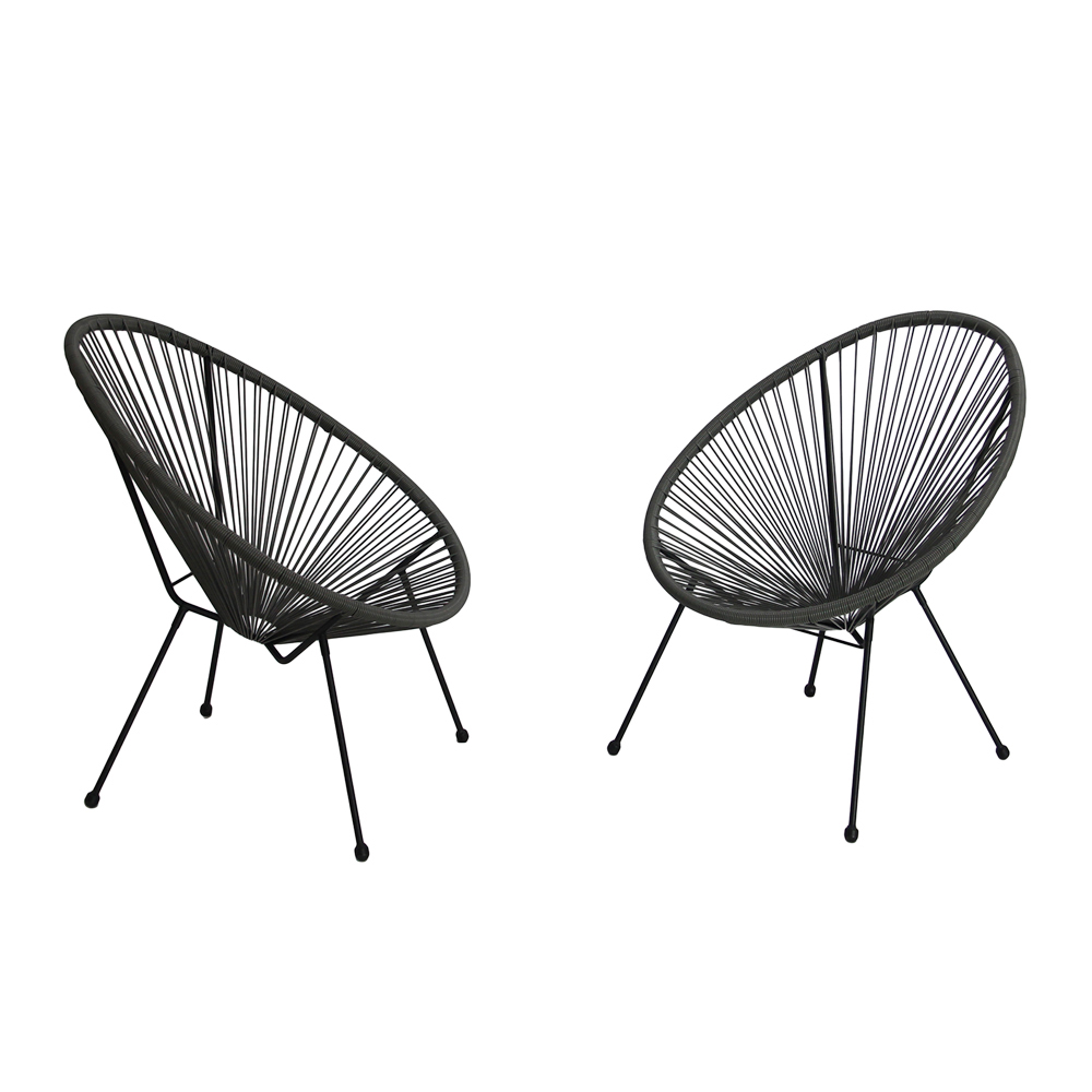 [2Silla-Acapulco/Neg] 2 Sillas tipo Acapulco color Negro