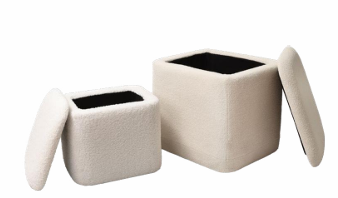 [2TAB-Teddy/Beige] Juego de 2 taburetes con almacenamiento