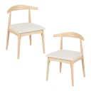 2 Sillas Nórdico madera y piel beige