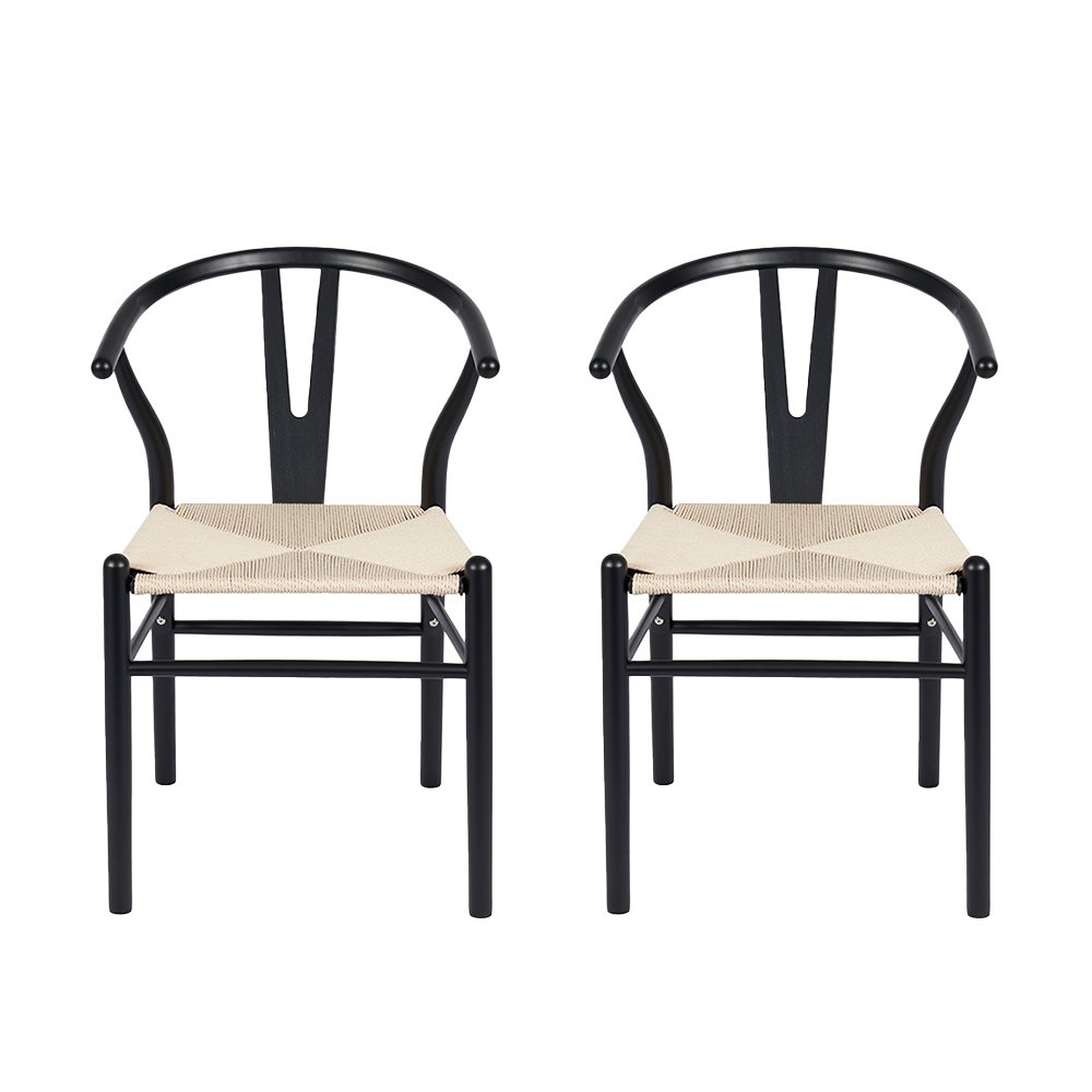 [2Silla-Bone/Neg] 2 sillas de comedor Bone negras