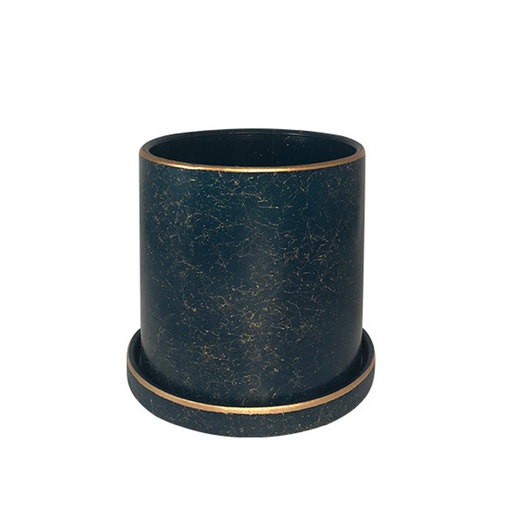 [HLFCS-Cazu] Macetero borde dorado HLFCS chico Azul