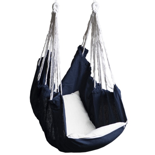 [LC-Amar] Silla colgante de algodón con cojín para exteriores e Interiores Azul marino