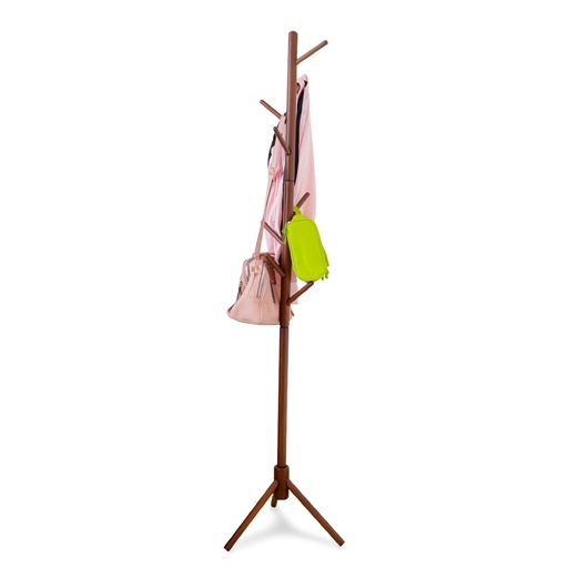 [RUIY100103] Perchero de madera minimalista estilo oriental de pie con 8 ganchos (Nogal)