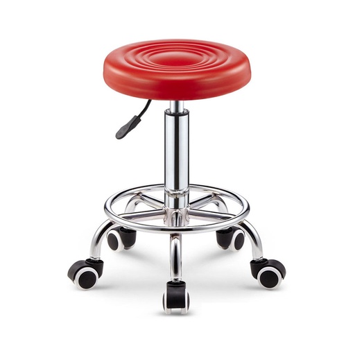 [STR-Roj] Taburete Giratorio Ajustable con ruedas Rojo