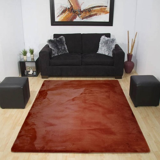 [TC2x160-Caf] Tapete piel de conejo Café 2 x 1.60 m