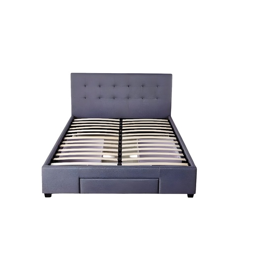 [Cama-PD054/M] Base Con Cabecera Cama-PD054 de Madera Matrimonial Lino Color Gris