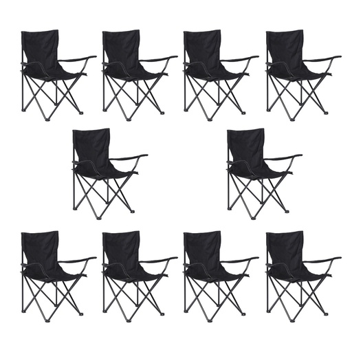 [10SP-Negro] 10 Sillas Plegables Playa Negra