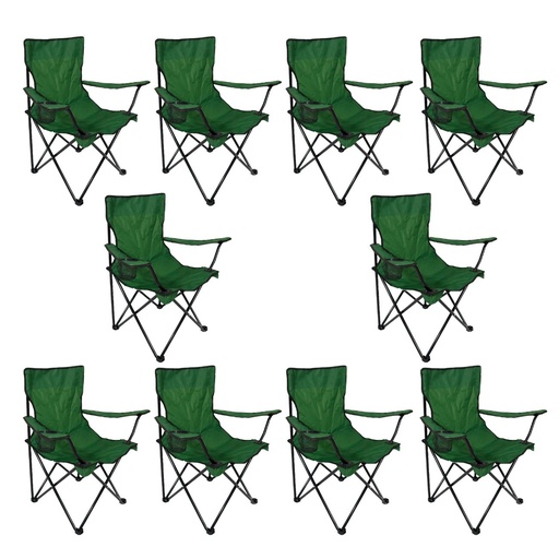 [10SP-Verde] 10 Sillas Plegables Playa Verde