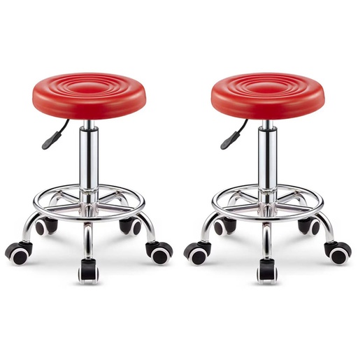 [2STR-Roj] 2 Taburetes Giratorios Ajustables Rojo