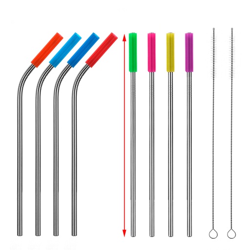 [Popote/acero/C] Popotes con silicona