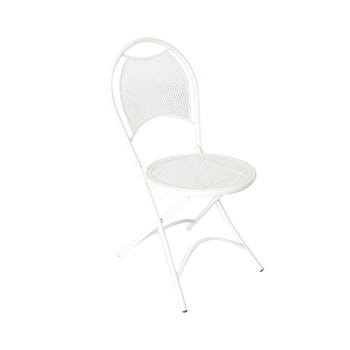 [SPM-redond] Silla metálica para exteriores jardín tipo jaula color blanco