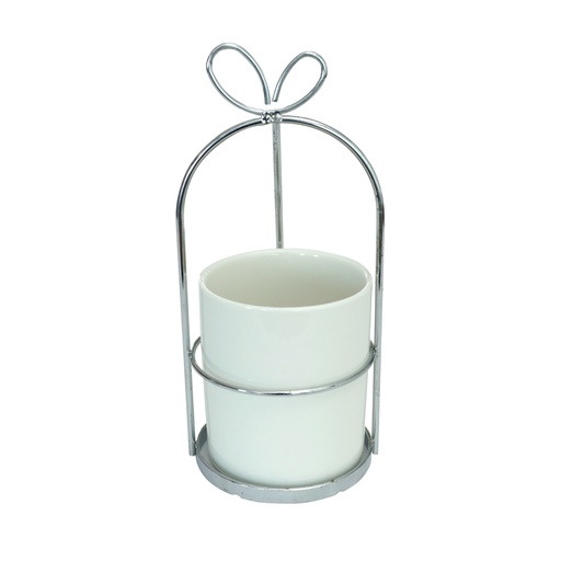 [LY0838-pla] Macetero con asa de hierro LY0838 Plata