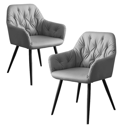 [2Silla-Valencia/gris] 2 Sillas de comedor Valencia Gris